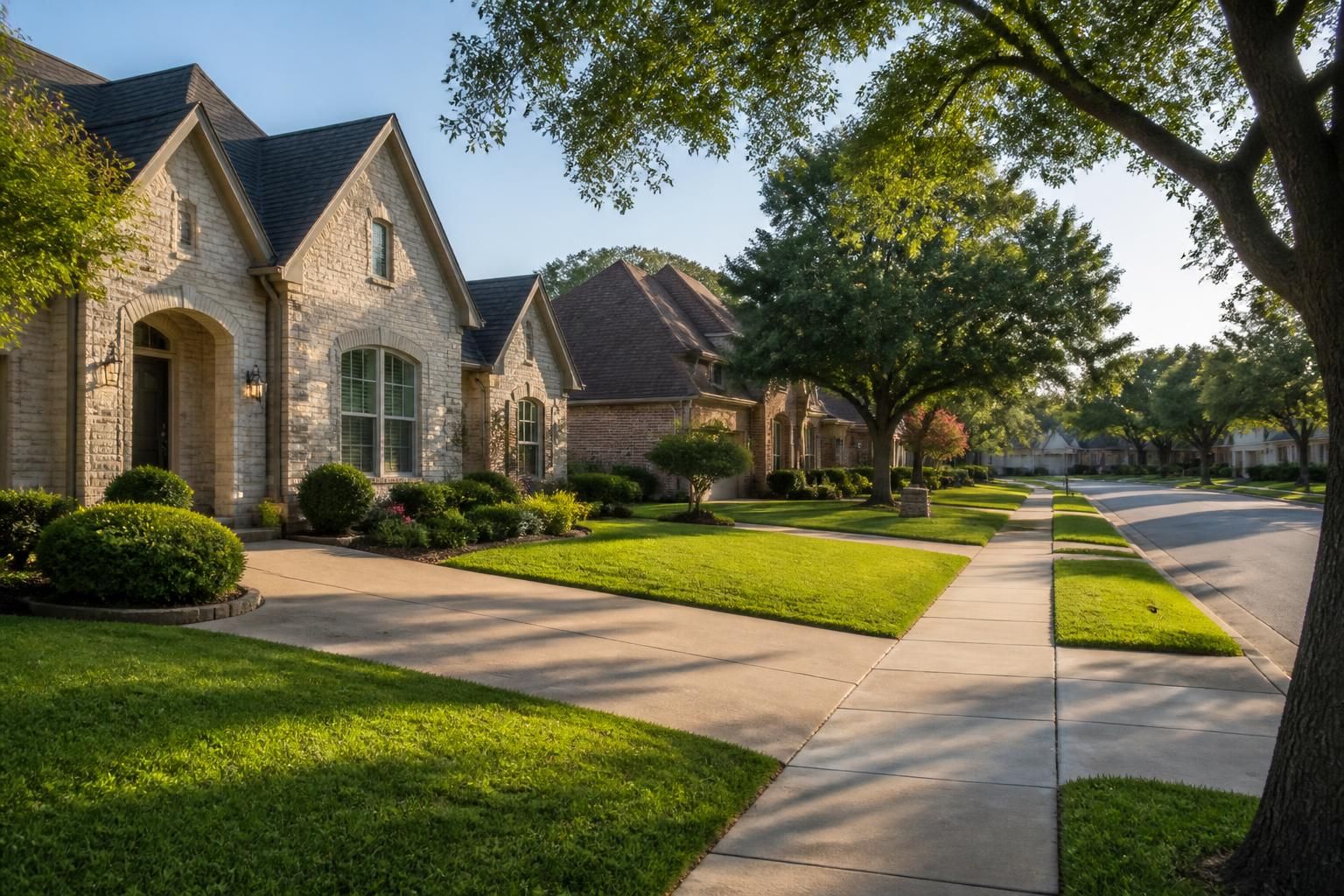 Arlington suburban neighborhood with clean driveways.