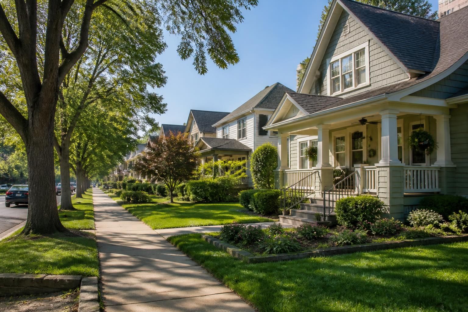Fort Worth residential street with tidy homes.