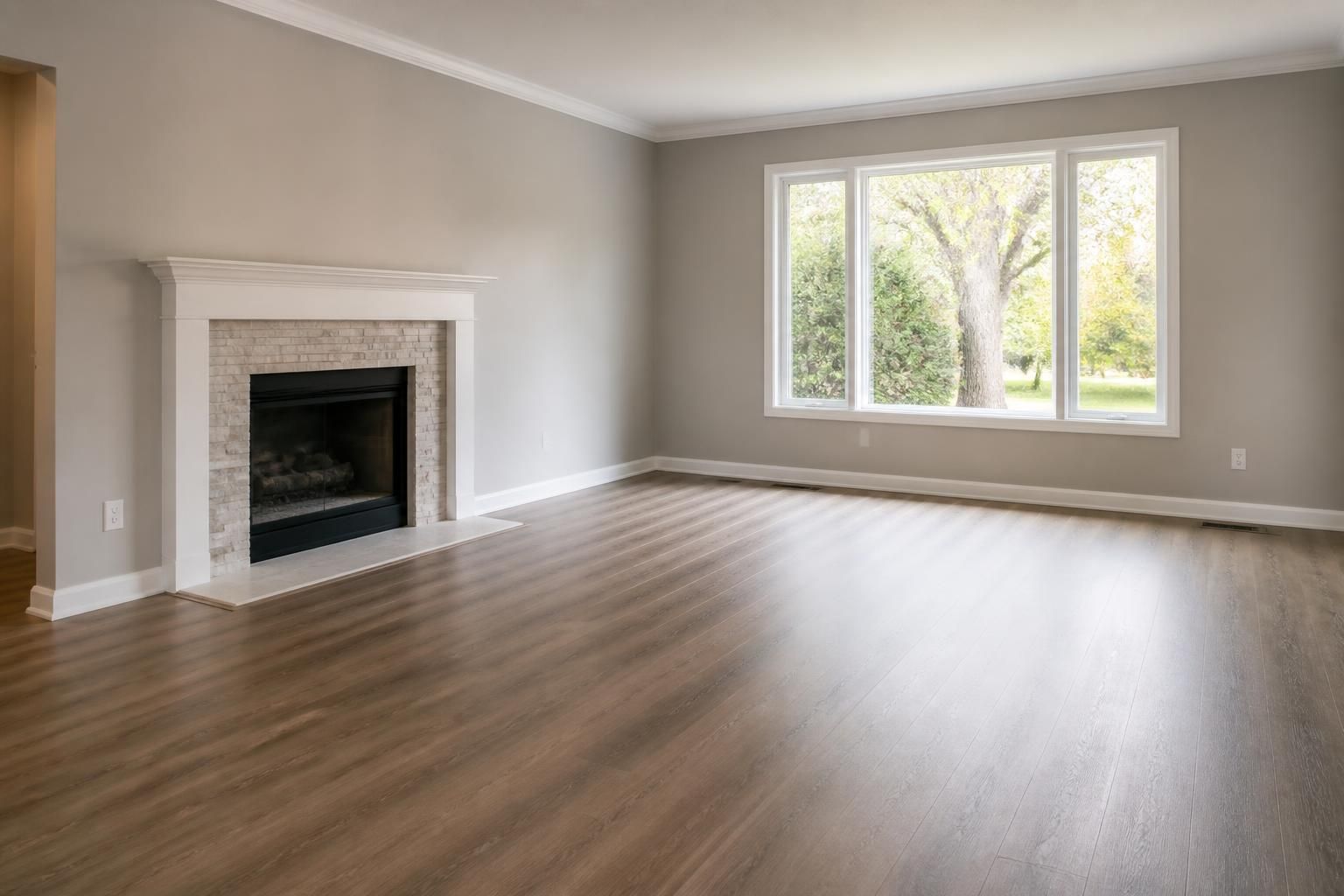 Empty living room after furniture removal.